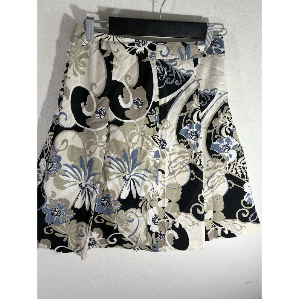 Ann Taylor Women’s Tan, Cream, Black Floral A-Line Zippered Skirt Size 6 Midi - Picture 5 of 10